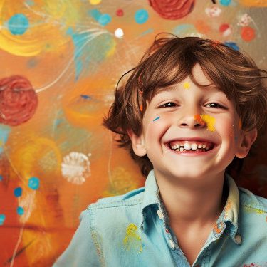 Bild vom Jungen mit Farbe zum Thema Kognitive Entwicklung
